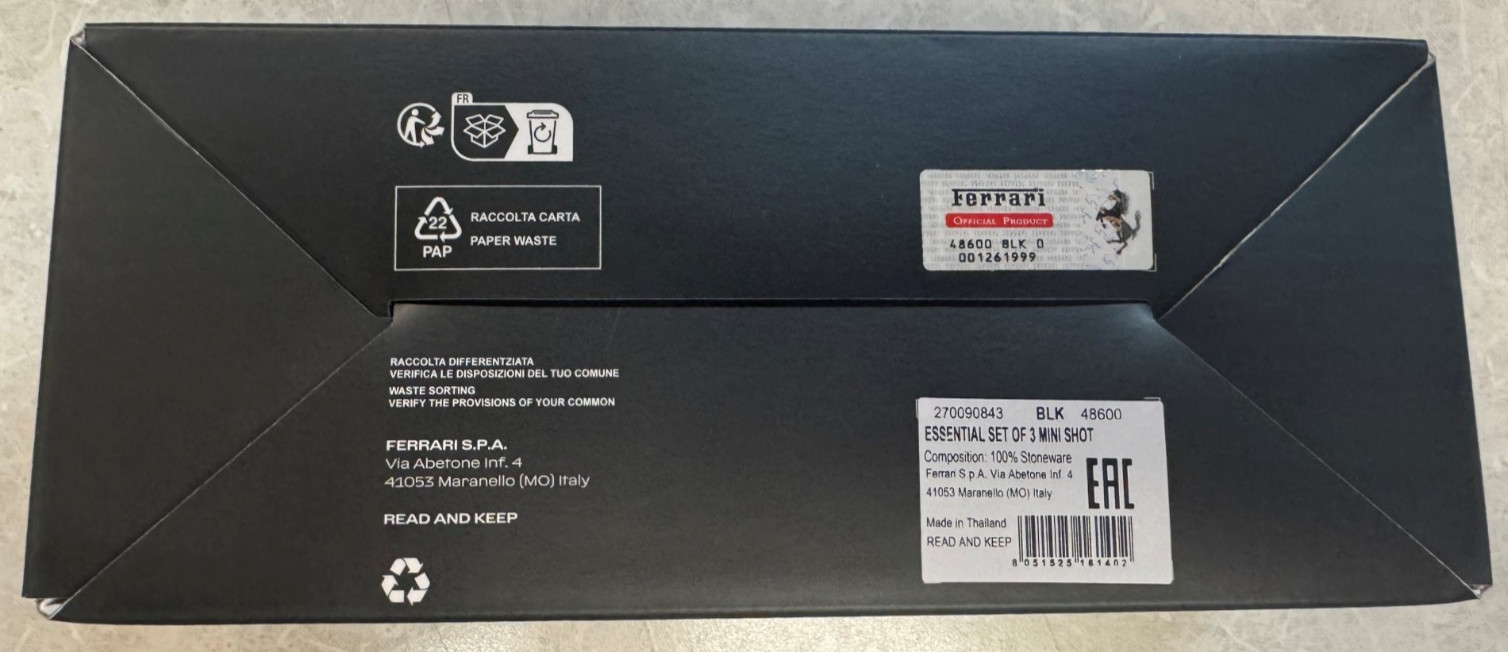 OFFICIAL Ferrari Shot Glasses – 2.2 oz Capacity NEW IN BOX set of 3