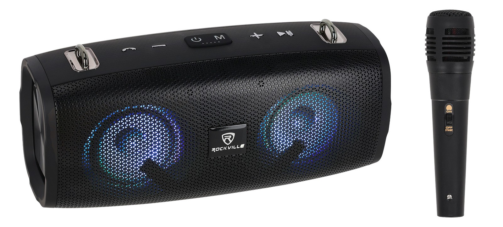 Rockville RPB-KAR Portable Bluetooth Speaker + Karaoke Microphone + Party LED's