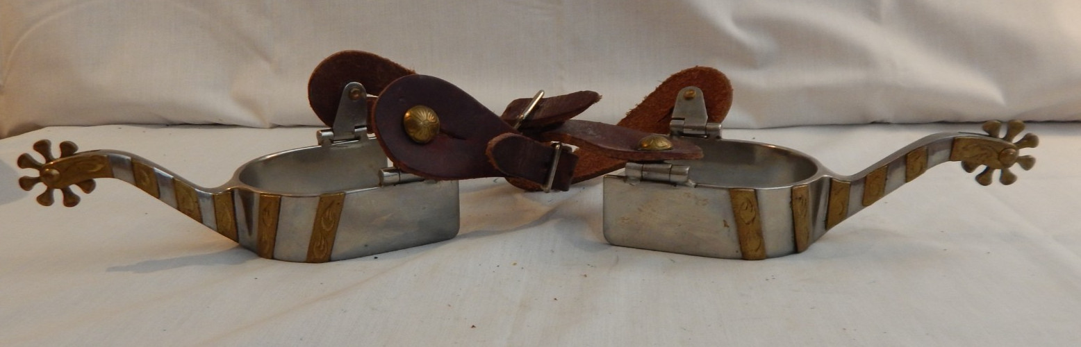 Stainless Steel gold Inlay Western Cowboy Spurs - 90