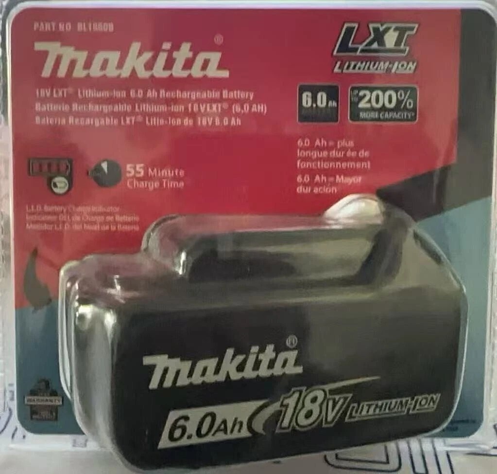 2 x Makita BL1860B-2 18V LXT Lithium-Ion 6.0 Ah Battery - New - USA SHIP