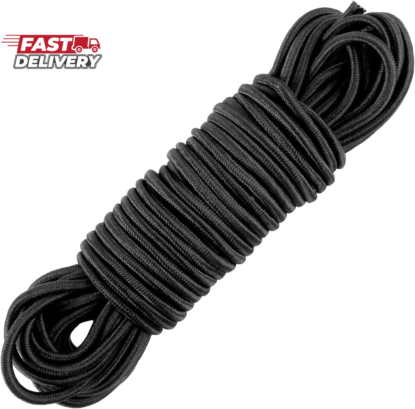 33Ft Long Kayak Bungee Cord 1/8 Inch Heavy-Duty Black Bungee Shock Cord Roll Ela