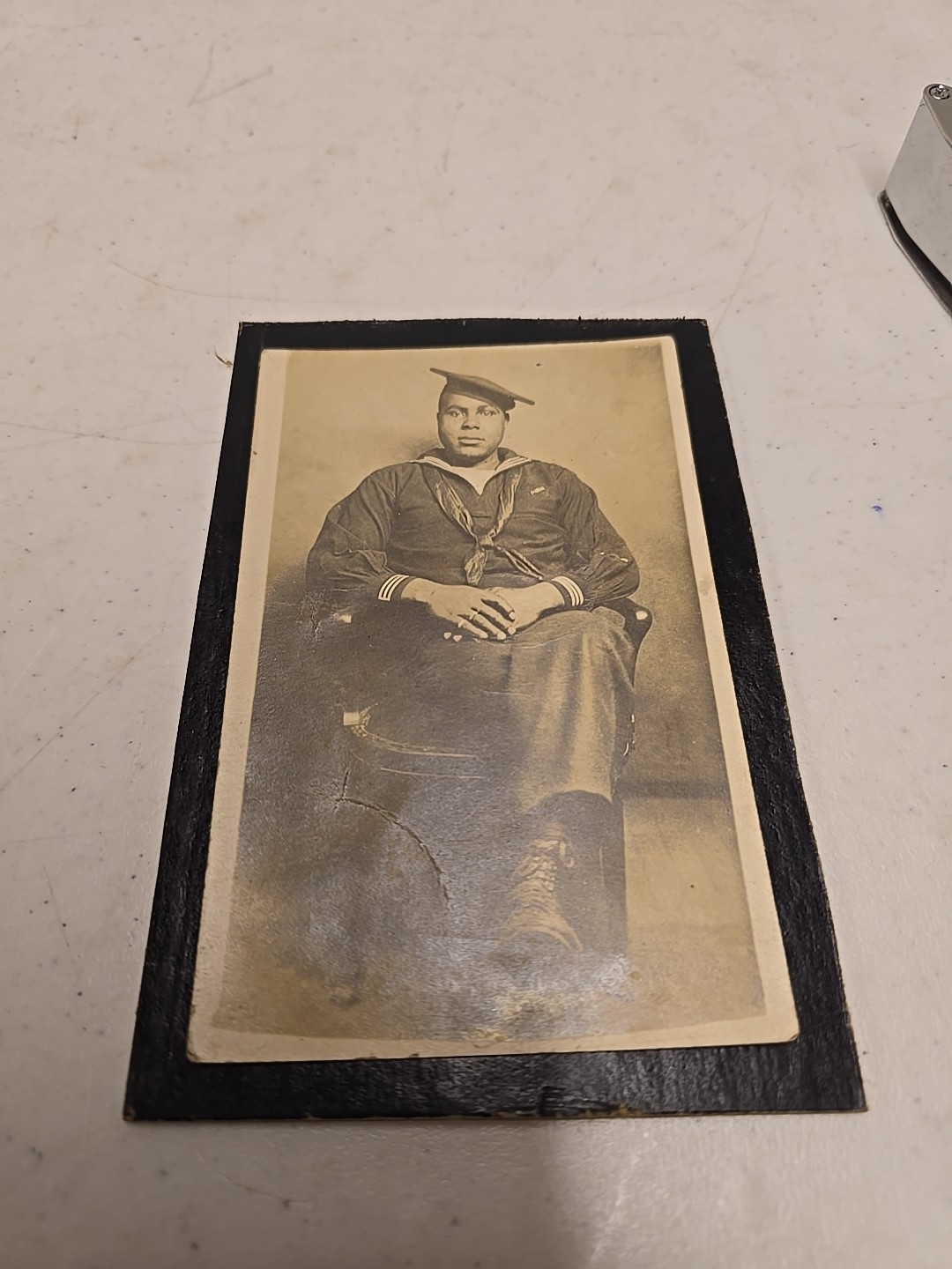 Antique WW1 US Navy African American Sailor Framed Photograph