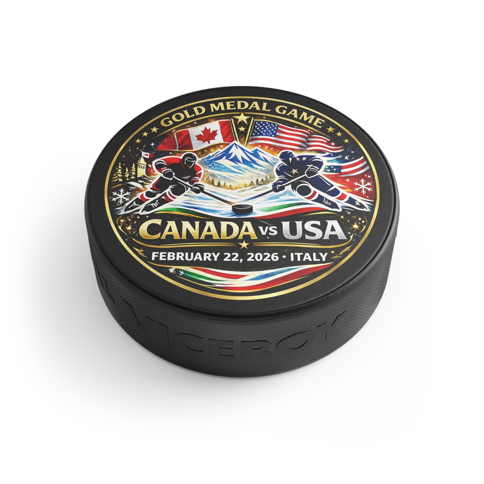 Canada vs USA Hockey Puck | Gold Medal Game February 22, 2026 Olympic Souvenir