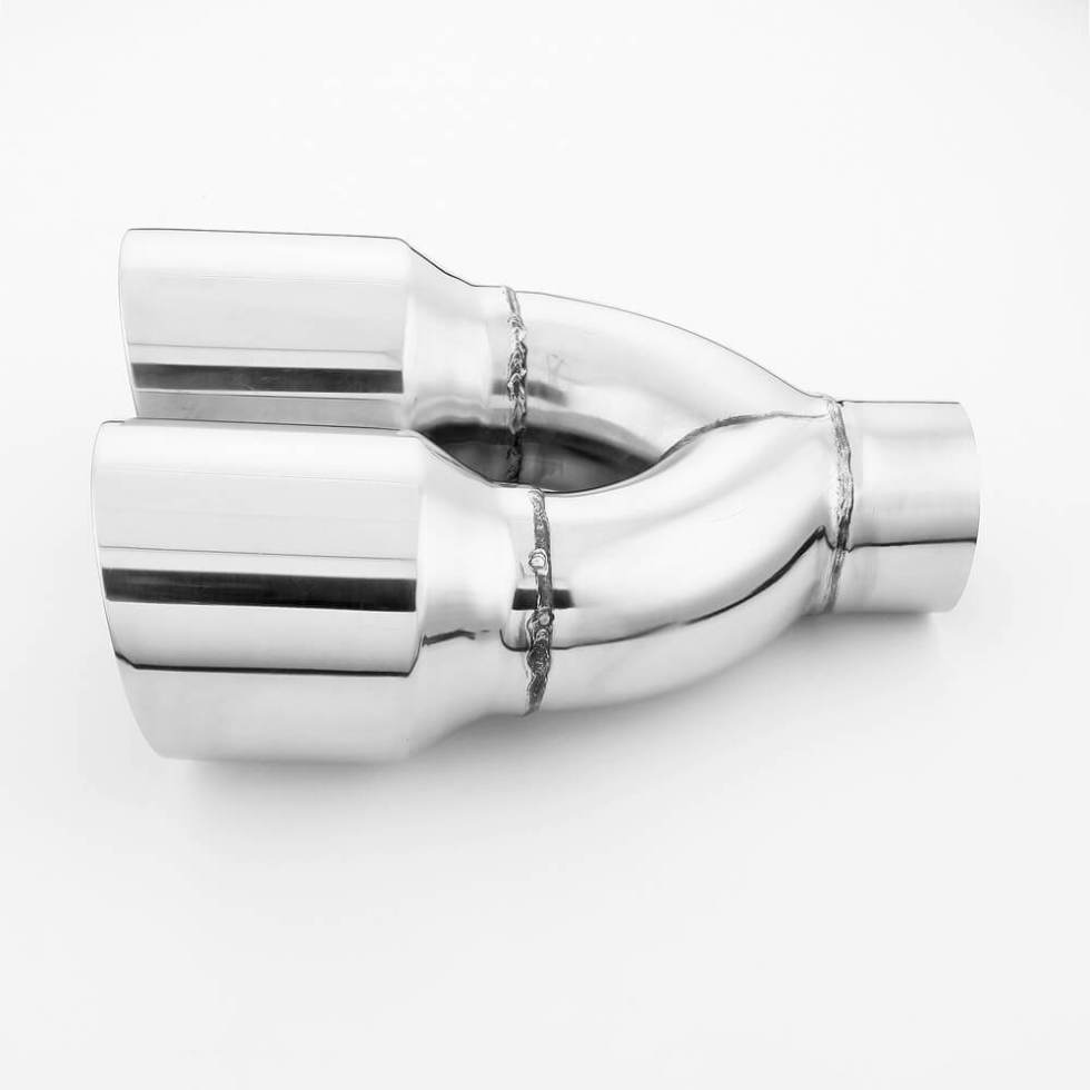 Pair Quad 4.5" Out Exhaust Tips 3" In 304 Stainless Steel Dual Wall Angle Cut