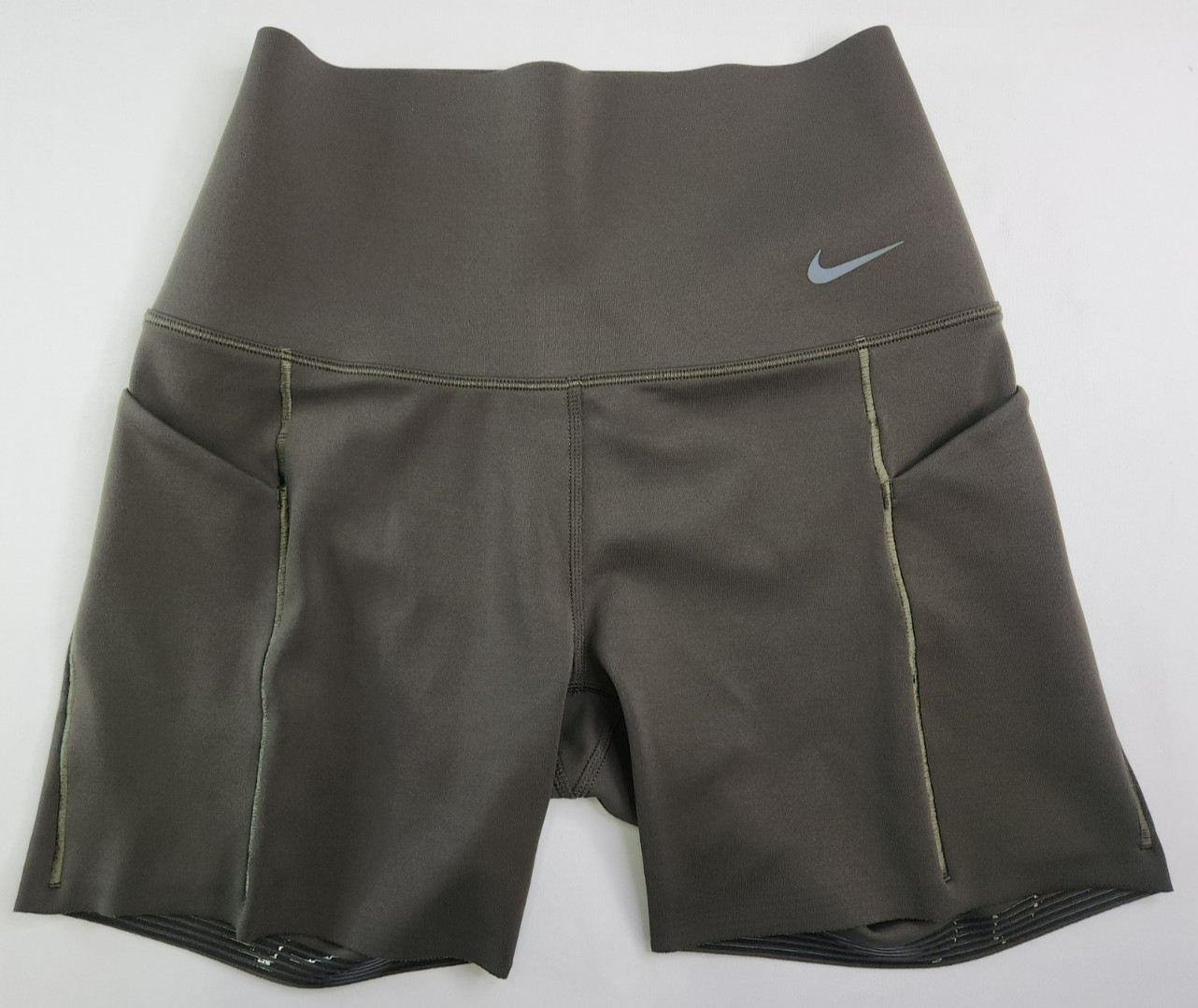 Nike Universa Womens Olive Gree High Rise Medium Support 5" Biker Shorts Size S