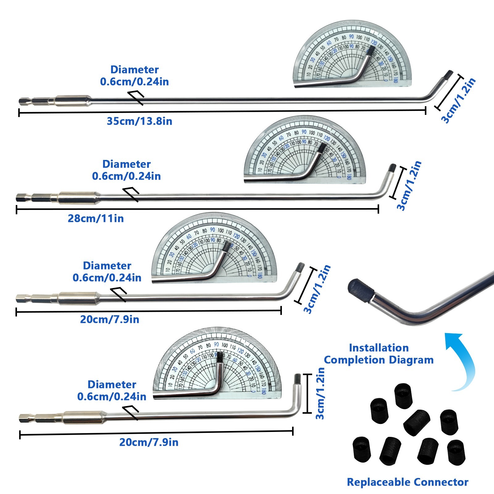 20 Pcs Paintless Dent Removal Push Rods Kit, Automotive Panel Dent Removal Hooks