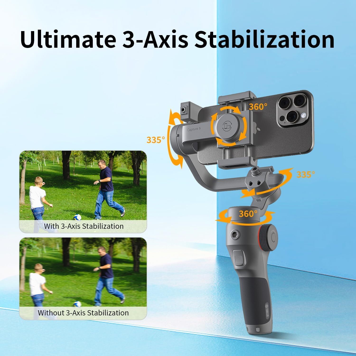 TOALLIN 3-Axis Smartphone Gimbal Stabilizer with AI Tracking for iPhone/Android