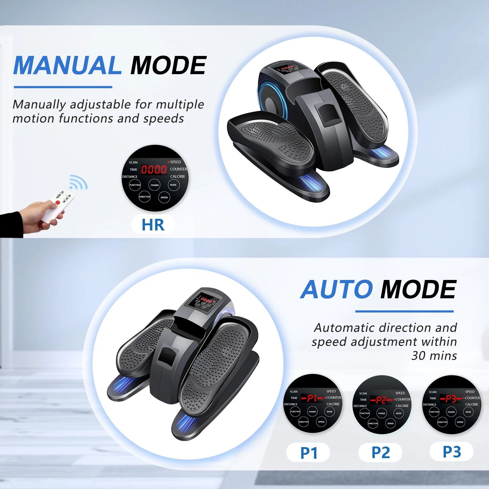 BAOKALER SG0022-BK Under Desk Elliptical Machine Leg Exerciser for Seniors Fully