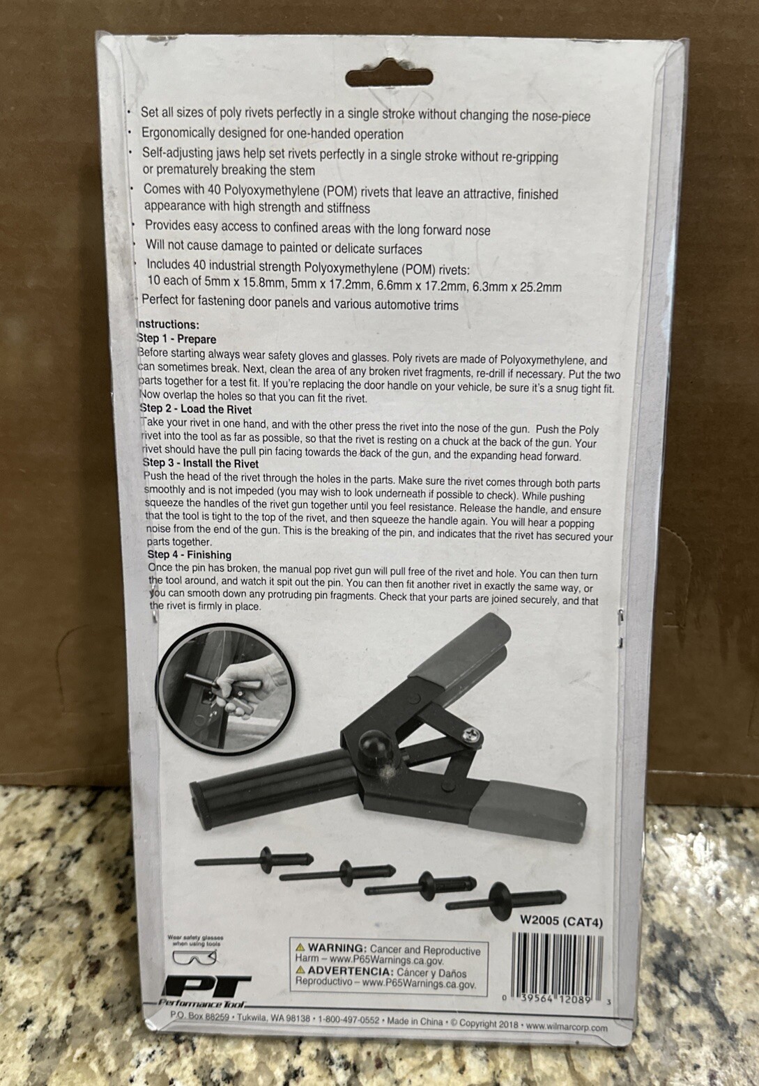 NEW Performance Tool W2005 Poly Rivet Gun Kit (BN351)