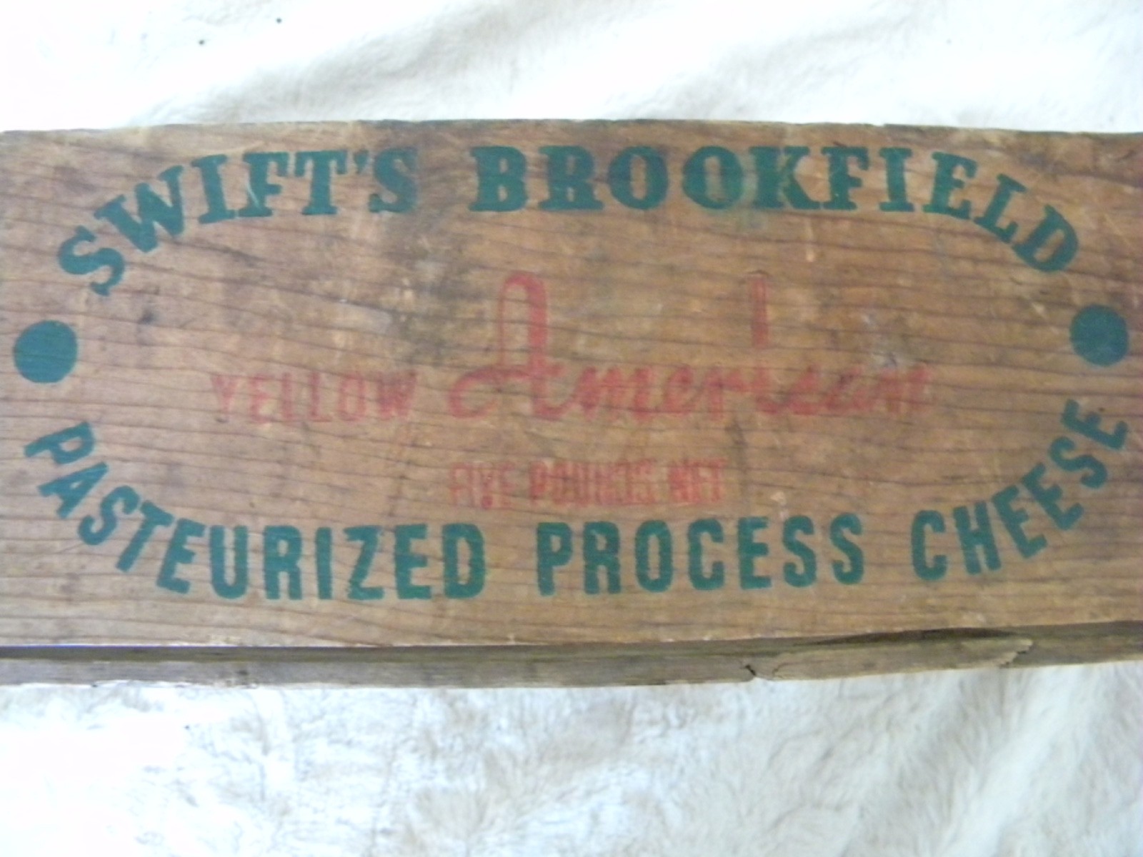 vintage wood cheese box 5 Lb. Swift's Brookfield Pasteurized Process Cheese