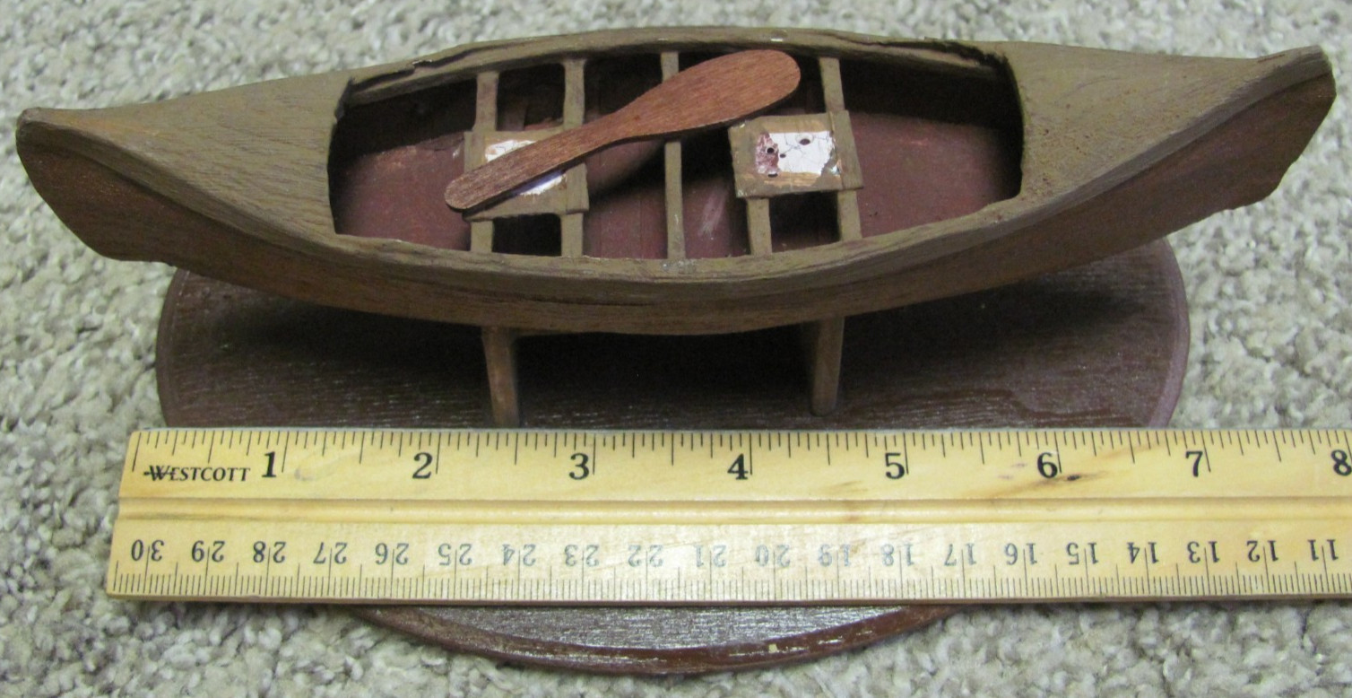Beautiful Wood Carved Canoe and (2) Native American Moccasins