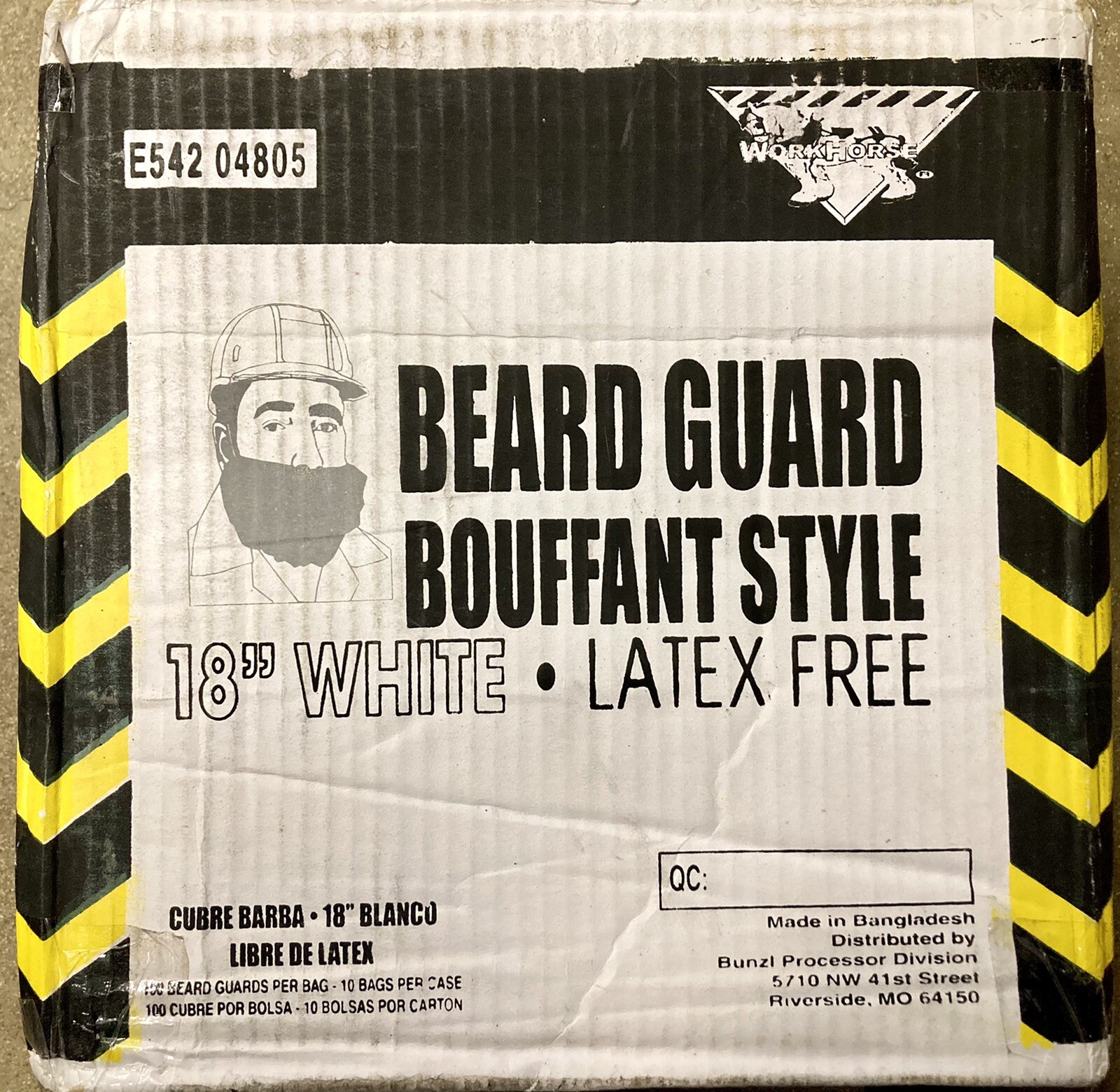 WorkHorse Disposable Beard Guard Bouffant Style 18" Latex Free White 1000/Case