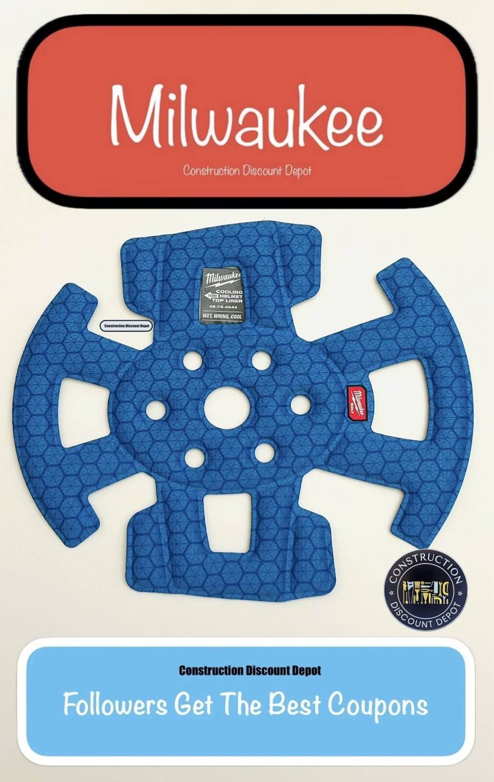 Milwaukee Bolt Safety Helmet Cooling Liner 48-73-4544 Blue