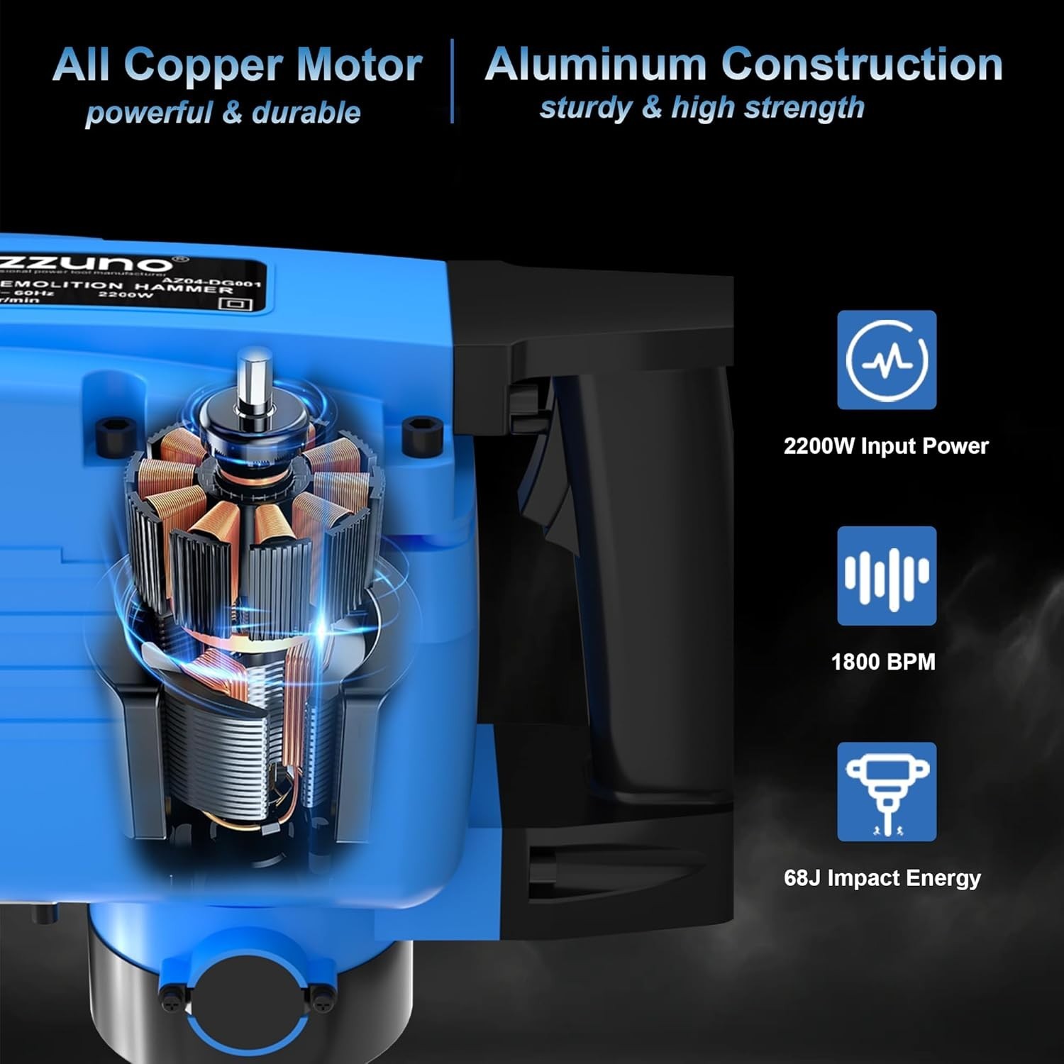 2200W Demolition Jack Hammer Electric Concrete Breaker with Case