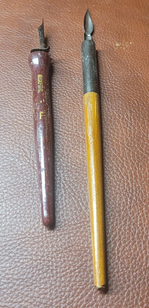 Vintage Brass S K Co. Art Nouveau Inkwell, Roller Blotter,pens - Ornate Etching