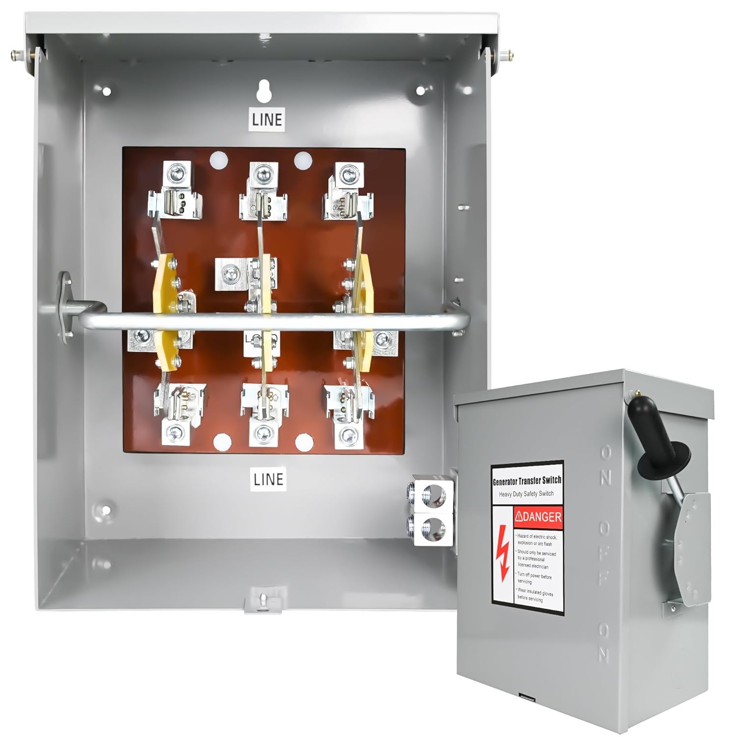 200-Amp, 3 Pole 120V/240V Generator Transfer Switch, 48000W Manual Transfer...