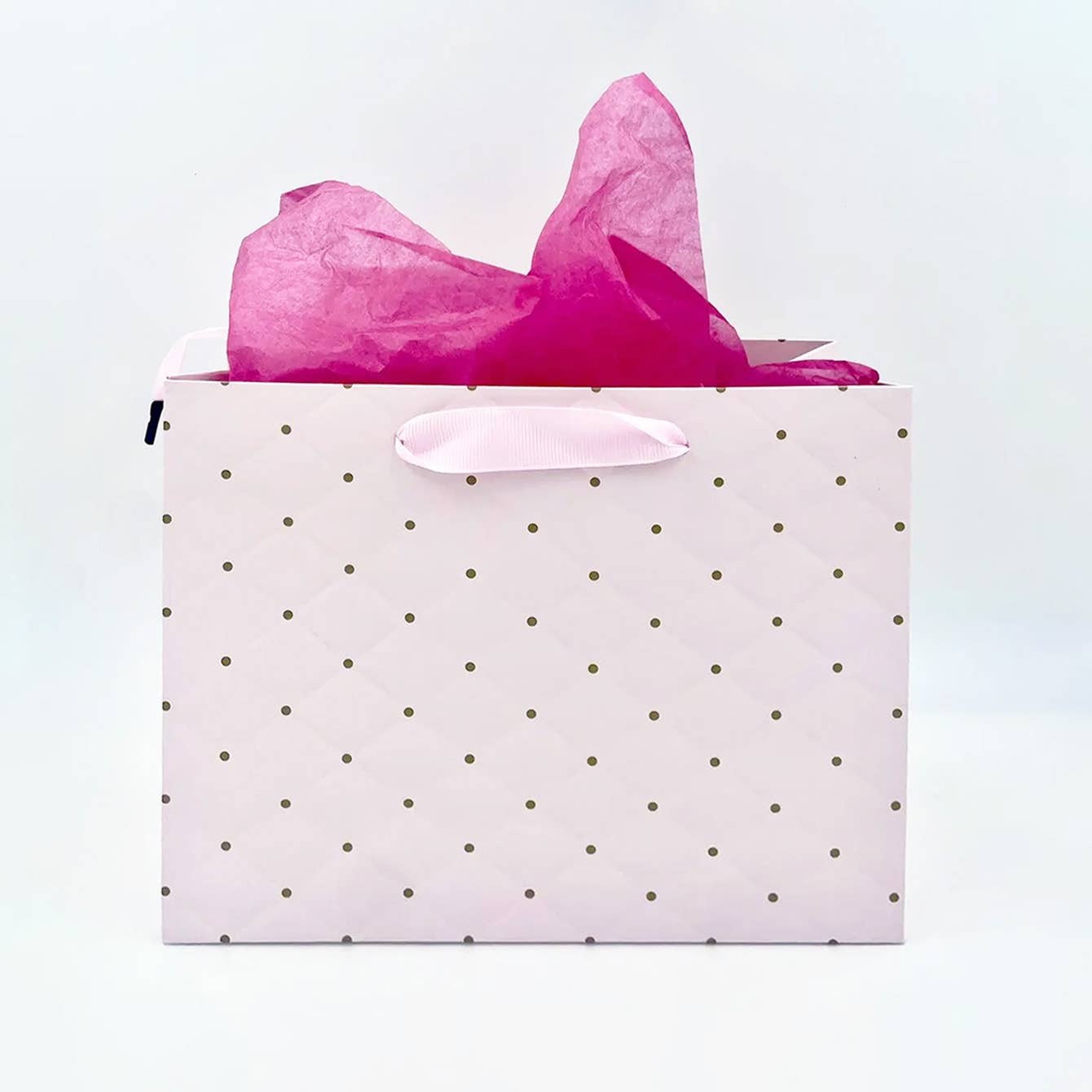 Pink dot wavy surface gift bag w/ free tissue: Small