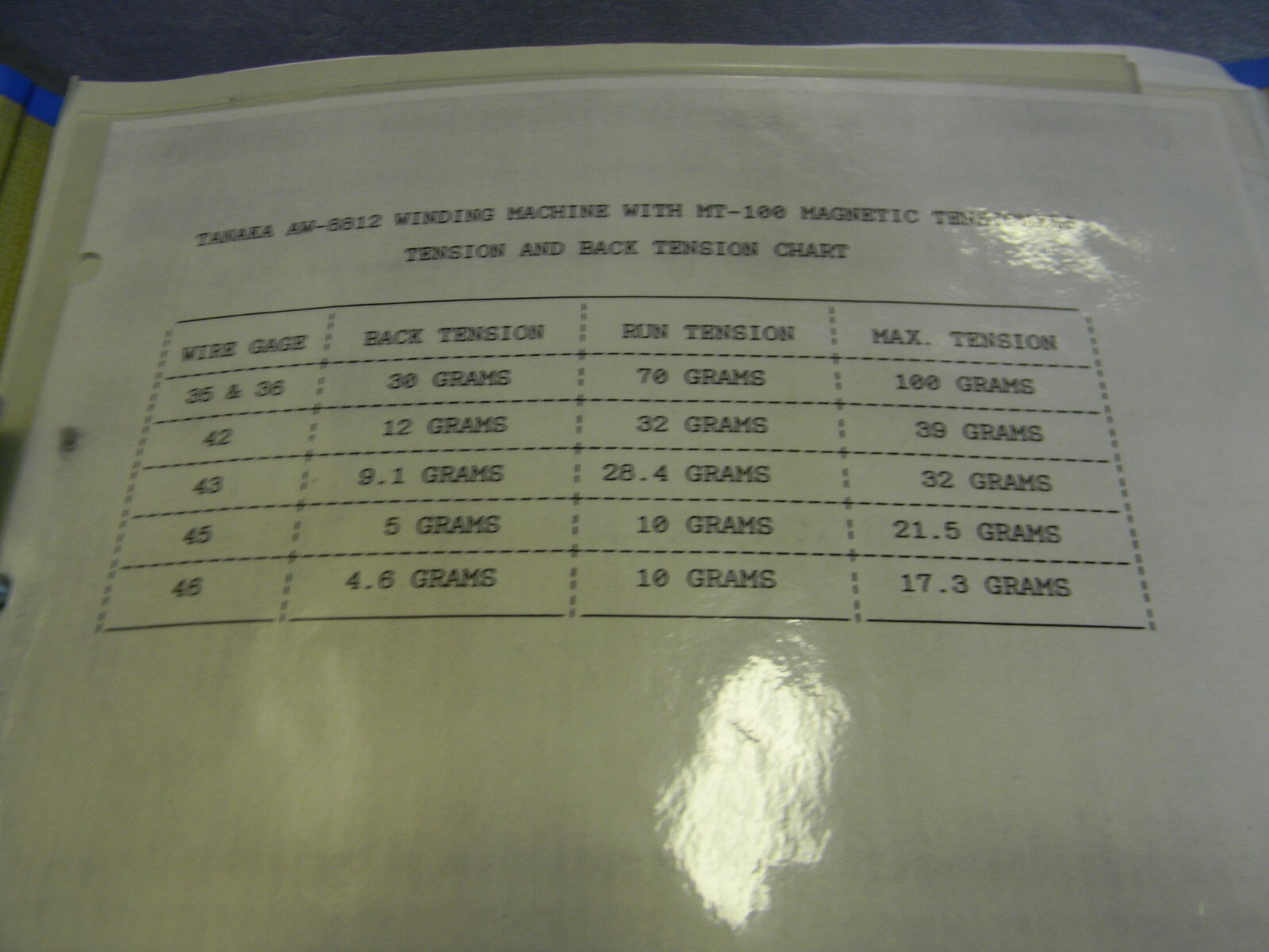 Tanaka Automatic Winding Machine w/ Magnetic Tensioner Manual & Parts List Copy