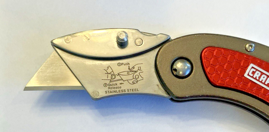 SEARS CRAFTSMAN #38000 NOS Folding Lockback Utility Knife w/Belt Clip *RED*