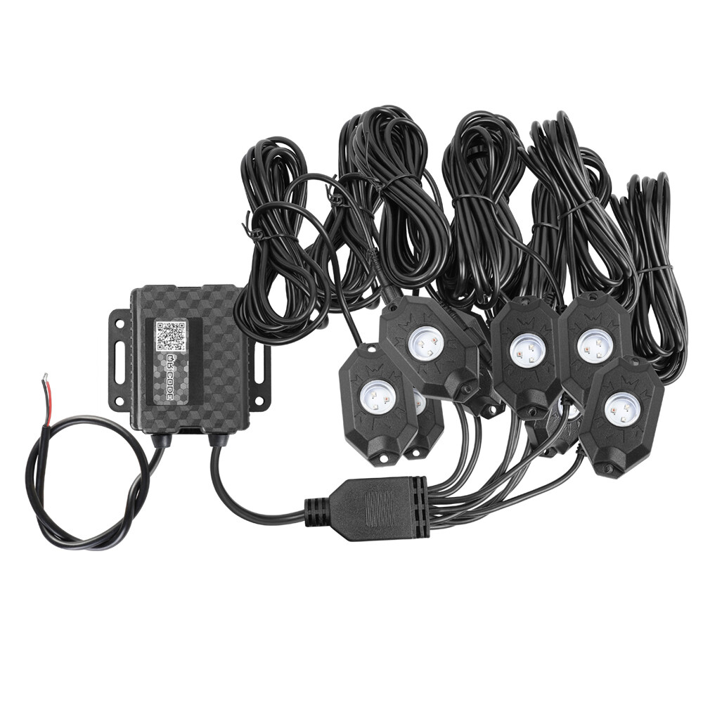 RGB LED Rock Lights 8-Pods Wireless Bluetooth Music Multi Color ATV UTV 4WD RZR