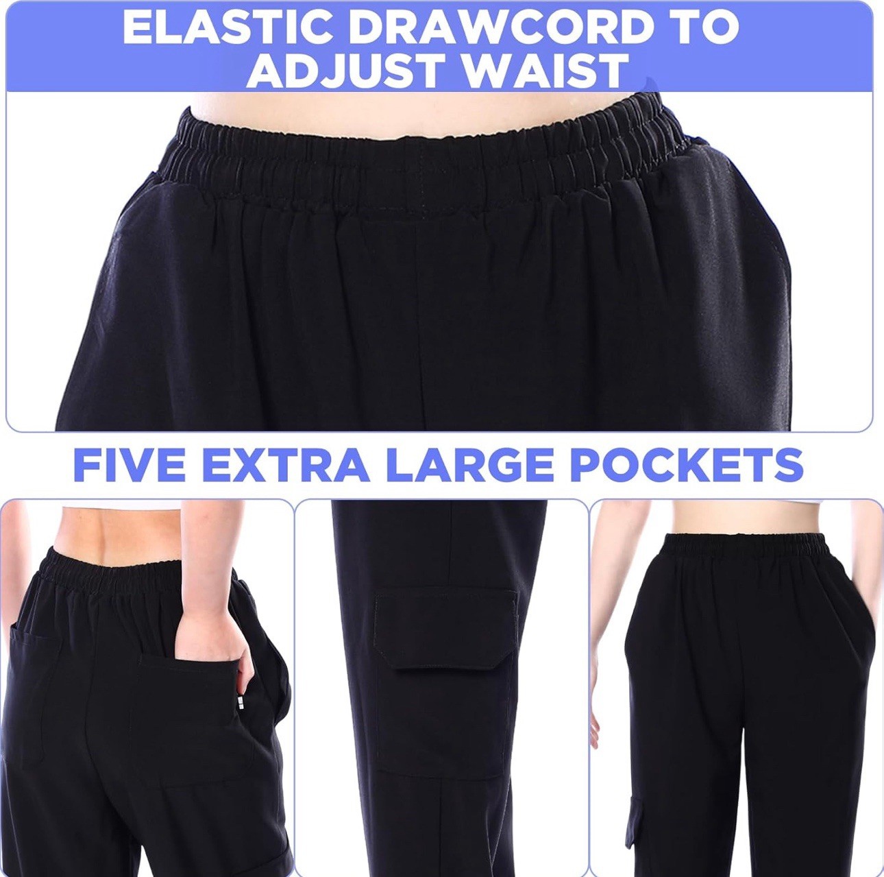 3 pc (3 pair) New Black baggy chef pants LARGE