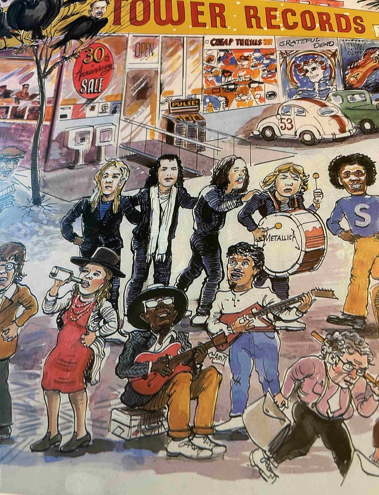 Tower Records San Fran Store 30th Poster by Justin Greene features SF Legends