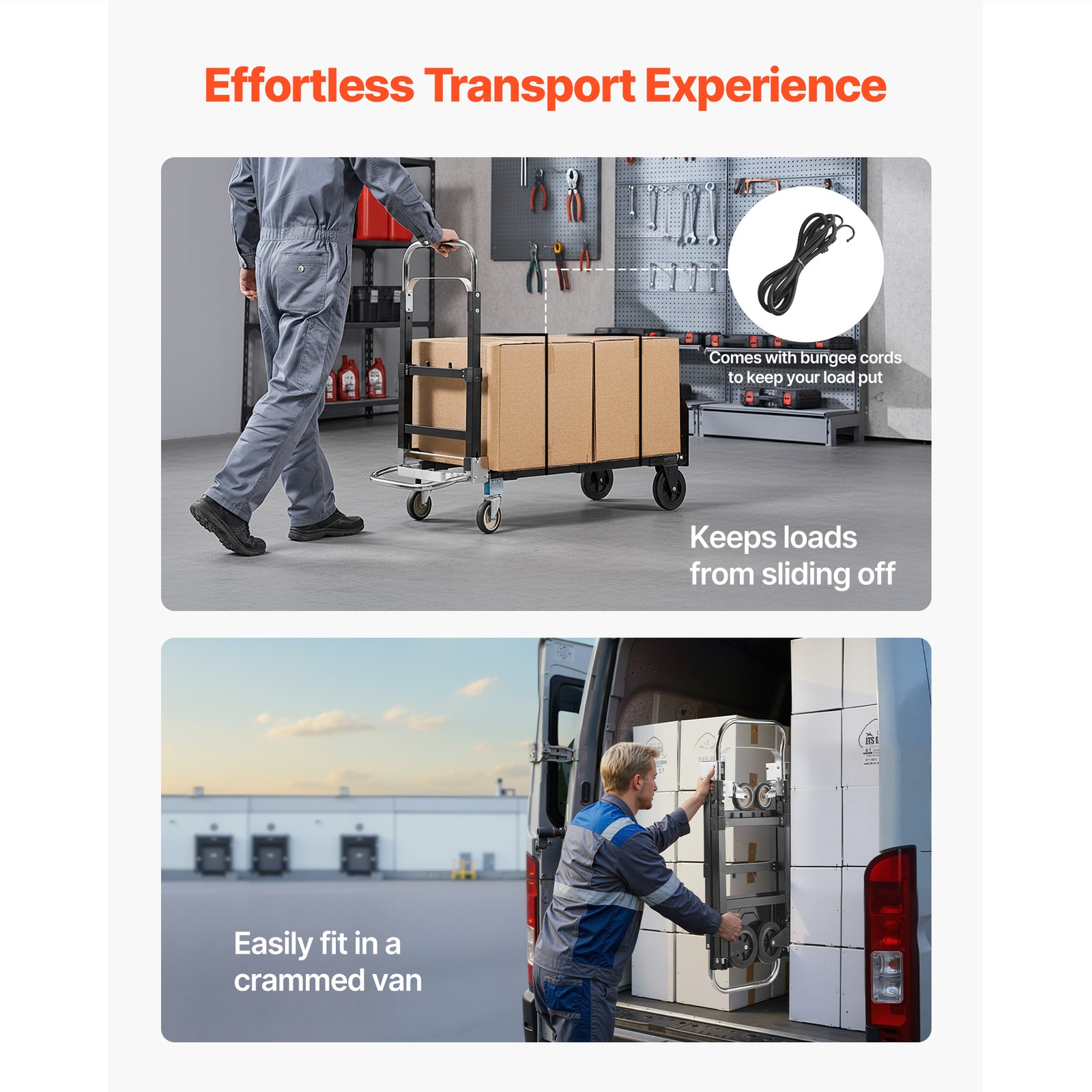 Uimoso 2-in-1 Folding Hand Truck, 500 lbs Capacity Convertible Dolly with Wheels