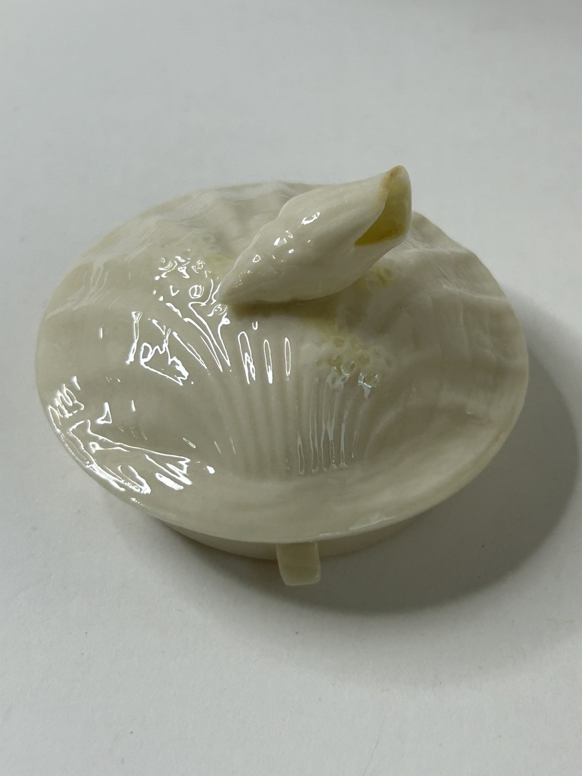 Antique Vintage Belleek Ireland Neptune Yellow Limpet Seashell Teapot w/ Lid