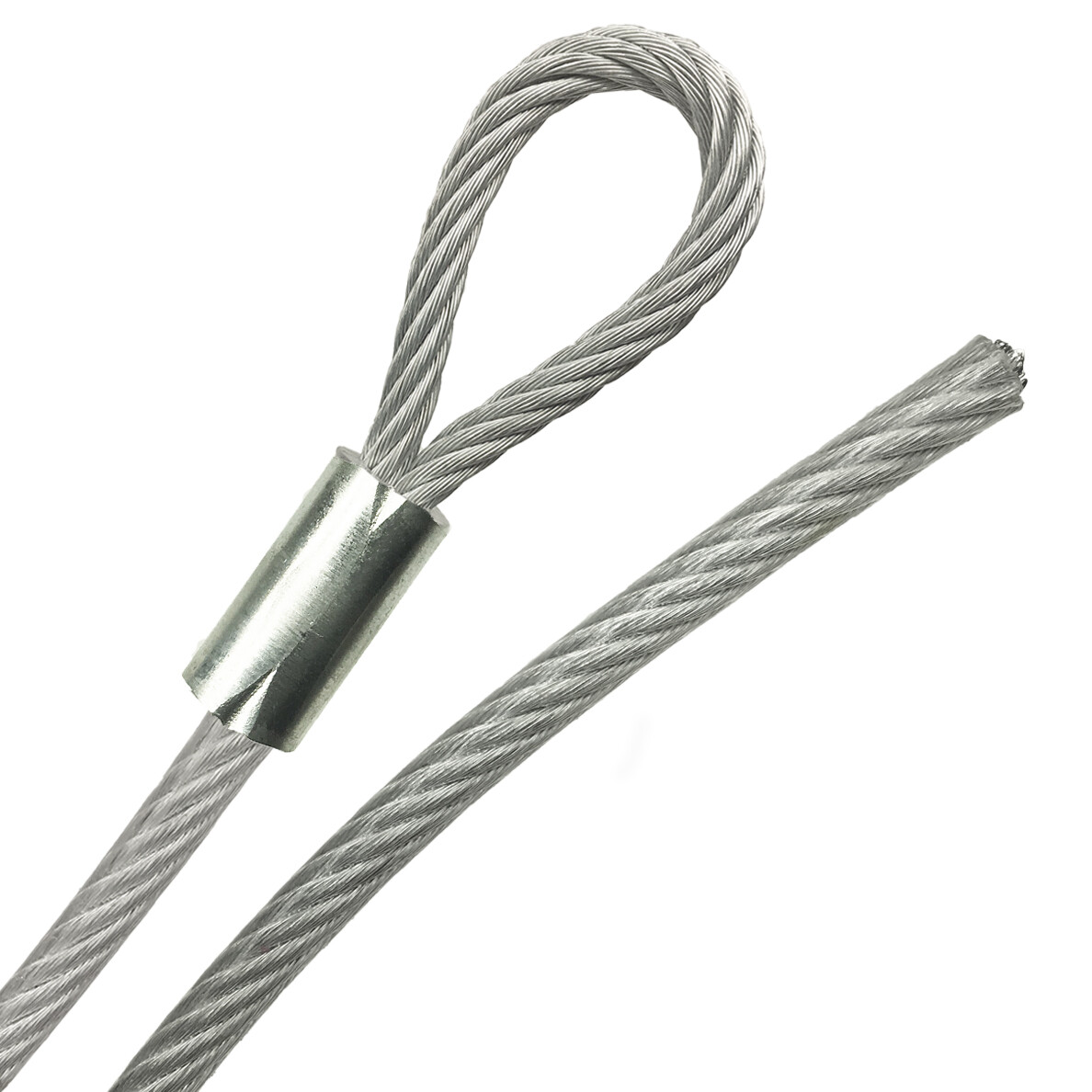 Looped End 3/16" Vinyl Coated Galvanized Steel Cable 7x19, 1/8" Core, 1ft - 70ft
