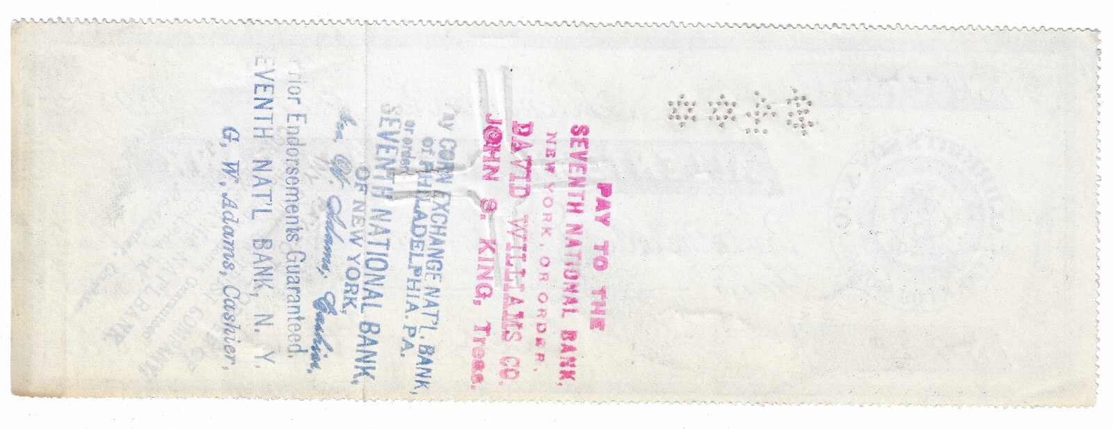 1900 Check, Allentown National Bank, PA, Albright's Son's, To David Williams Co