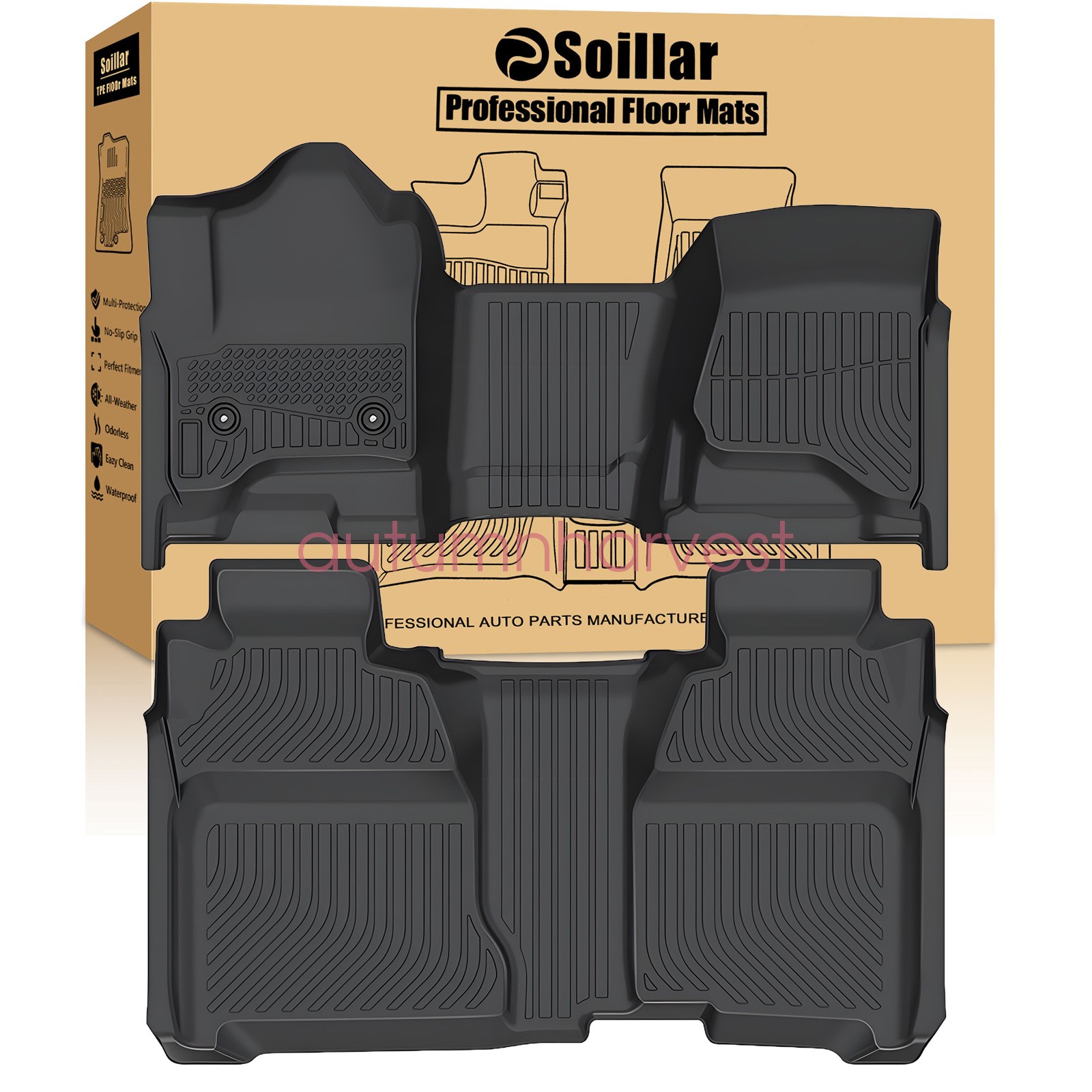 Floor Mats Liner For 2014-2019 Chevy Silverado GMC Sierra Crew Cab Front & Rear