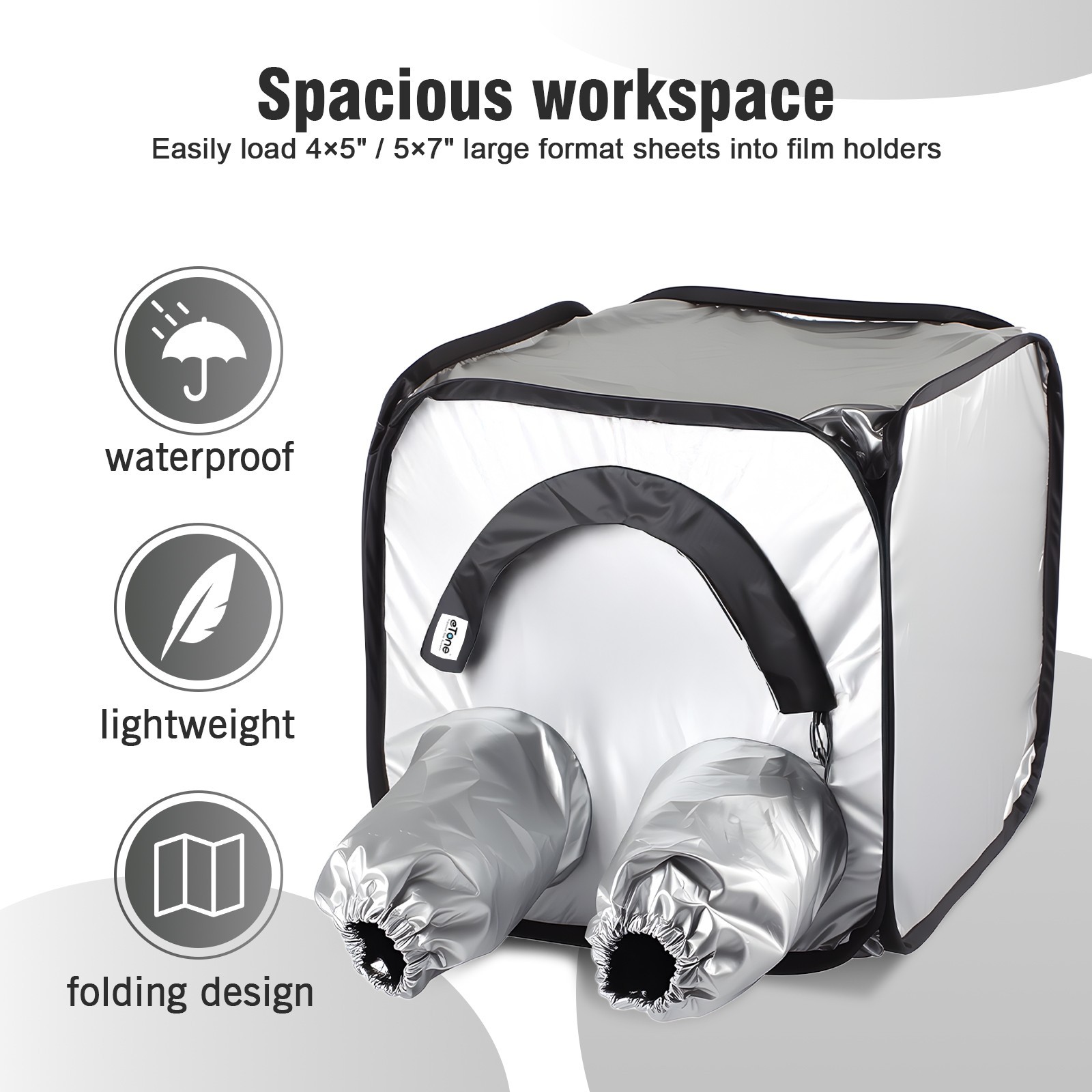 Darkroom 4X5 5x7 Format Camera Film Changing Tent Bag Negative Developing Light