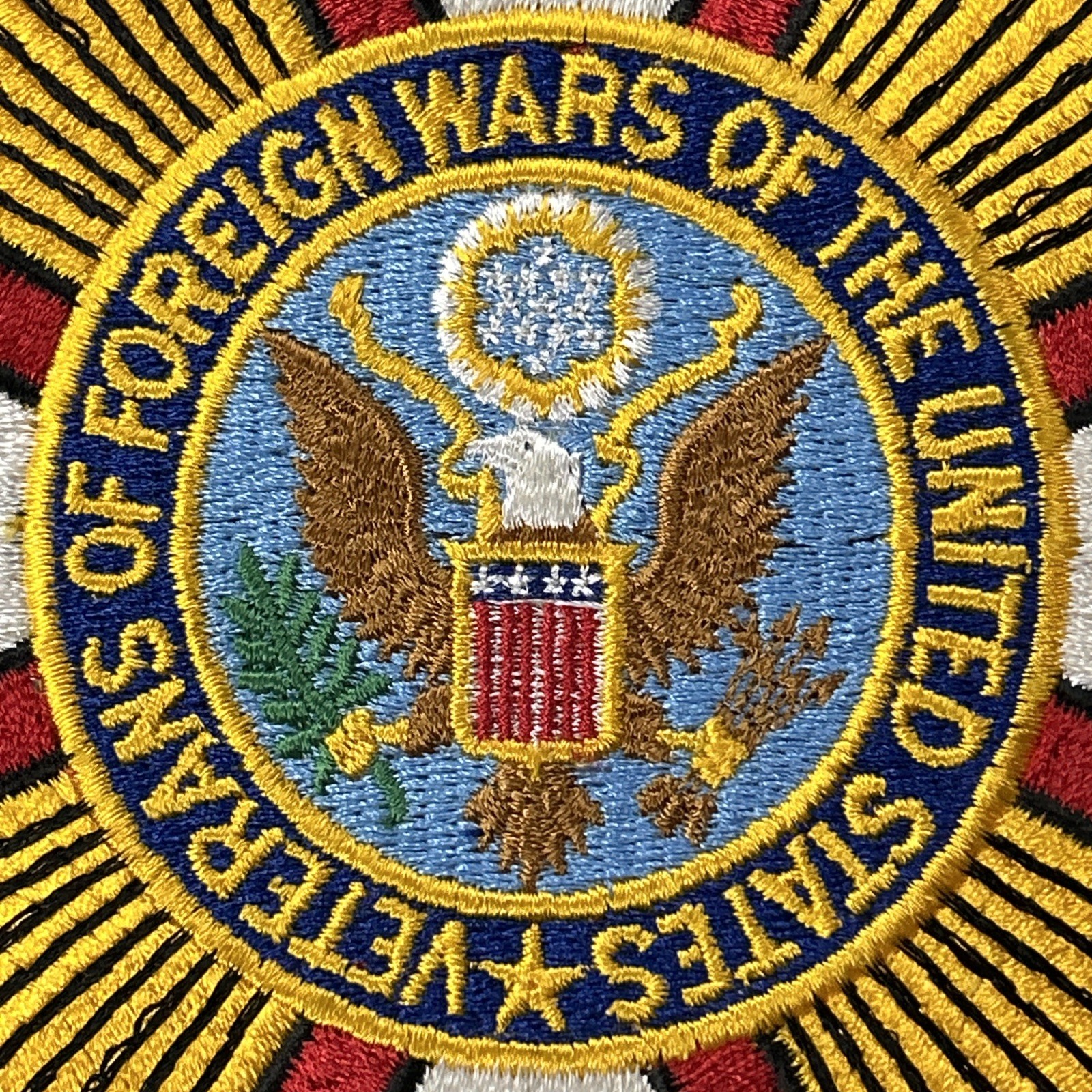 Veterans of Foreign Wars VFW Embroidered White 7” Round Patch