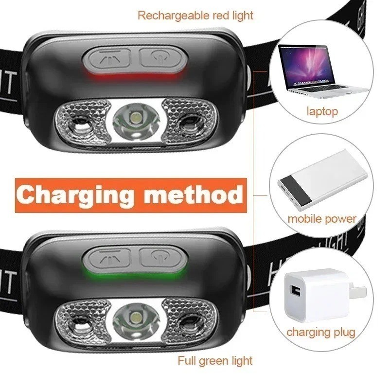 LED Headlamp USB Rechargeable Flashlight Waterproof Head Lamp Torch Camping USA