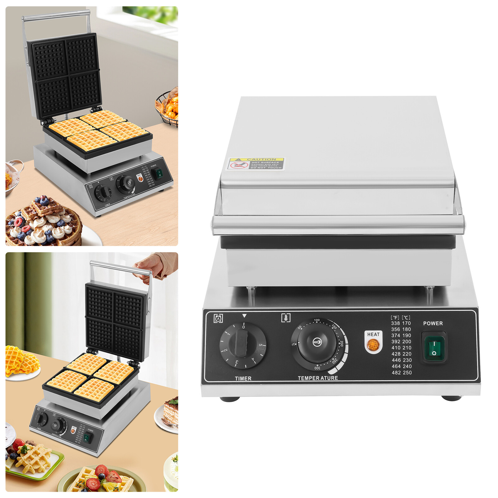 Commercial Electric Waffle Maker Belgian Waffle Baker Baking Machine Nonstick