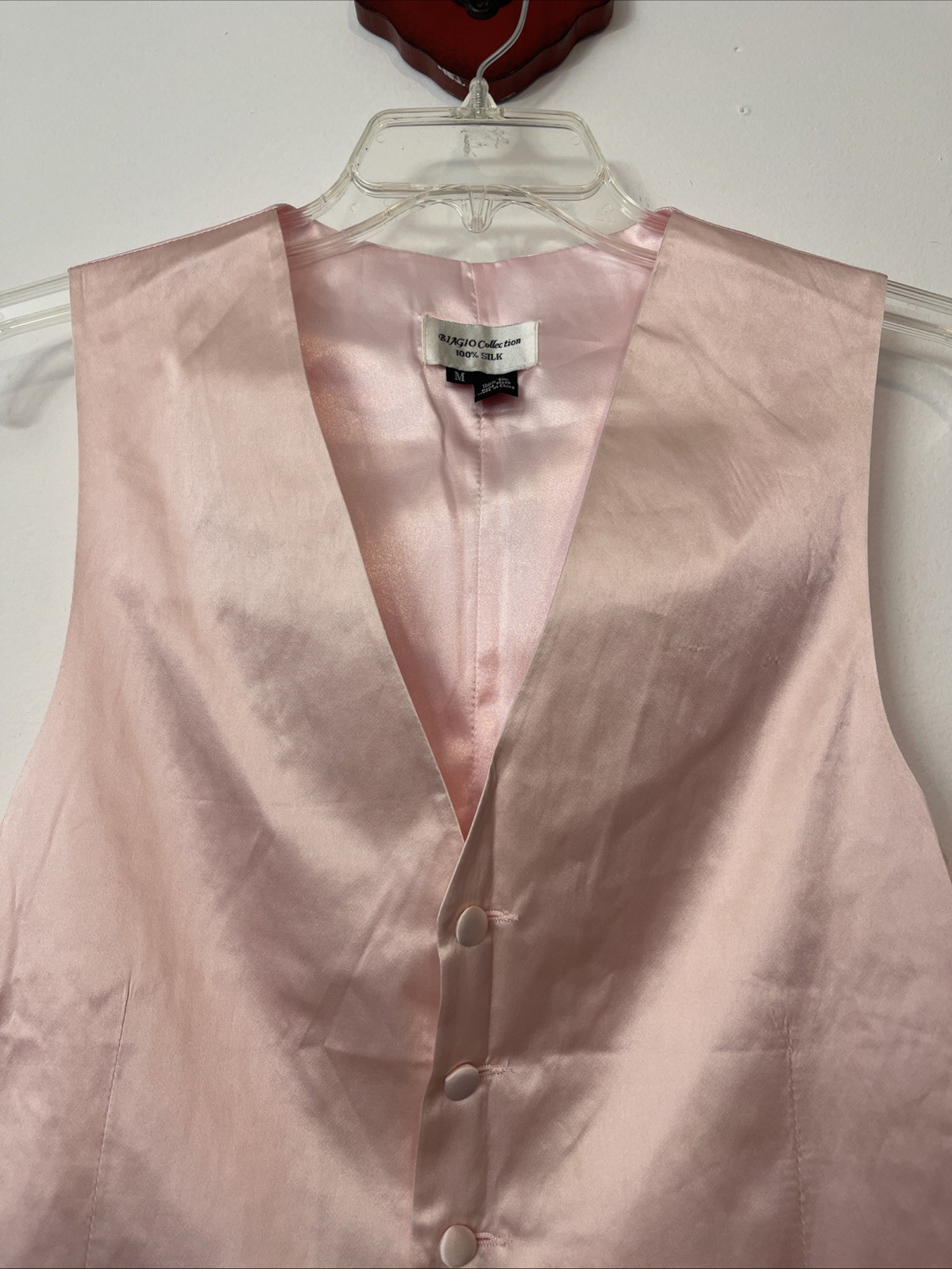 Biagio Collection Mens Medium Light Pink 100% Silk Formal Button-Up Vest! A6851