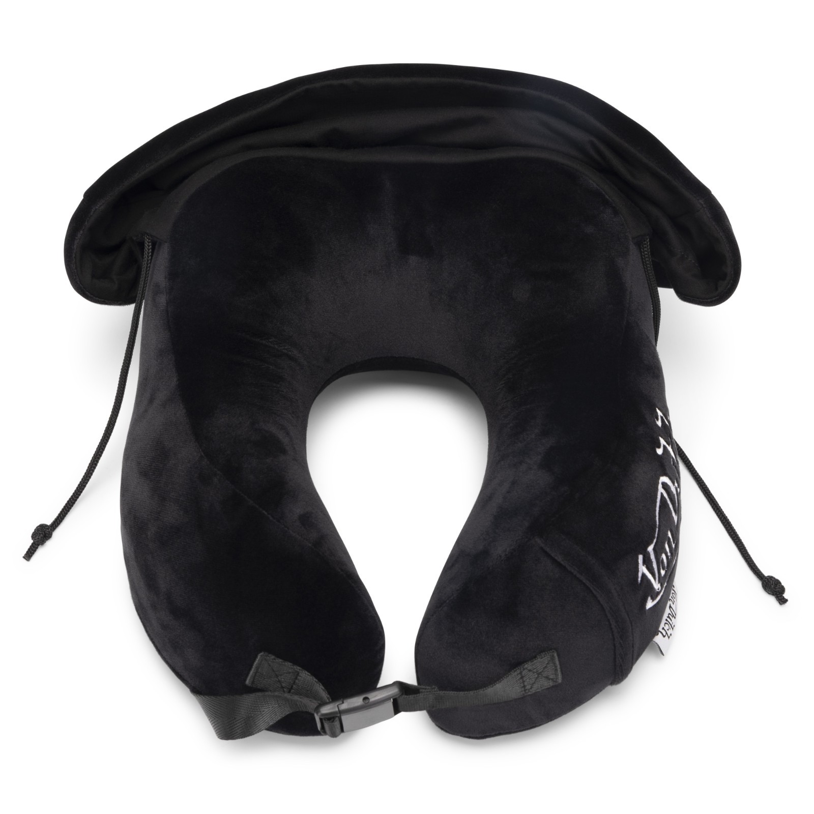 Von Dutch Black Eyeconic Hooded Ergonomic Memory Foam Travel Neck Pillow