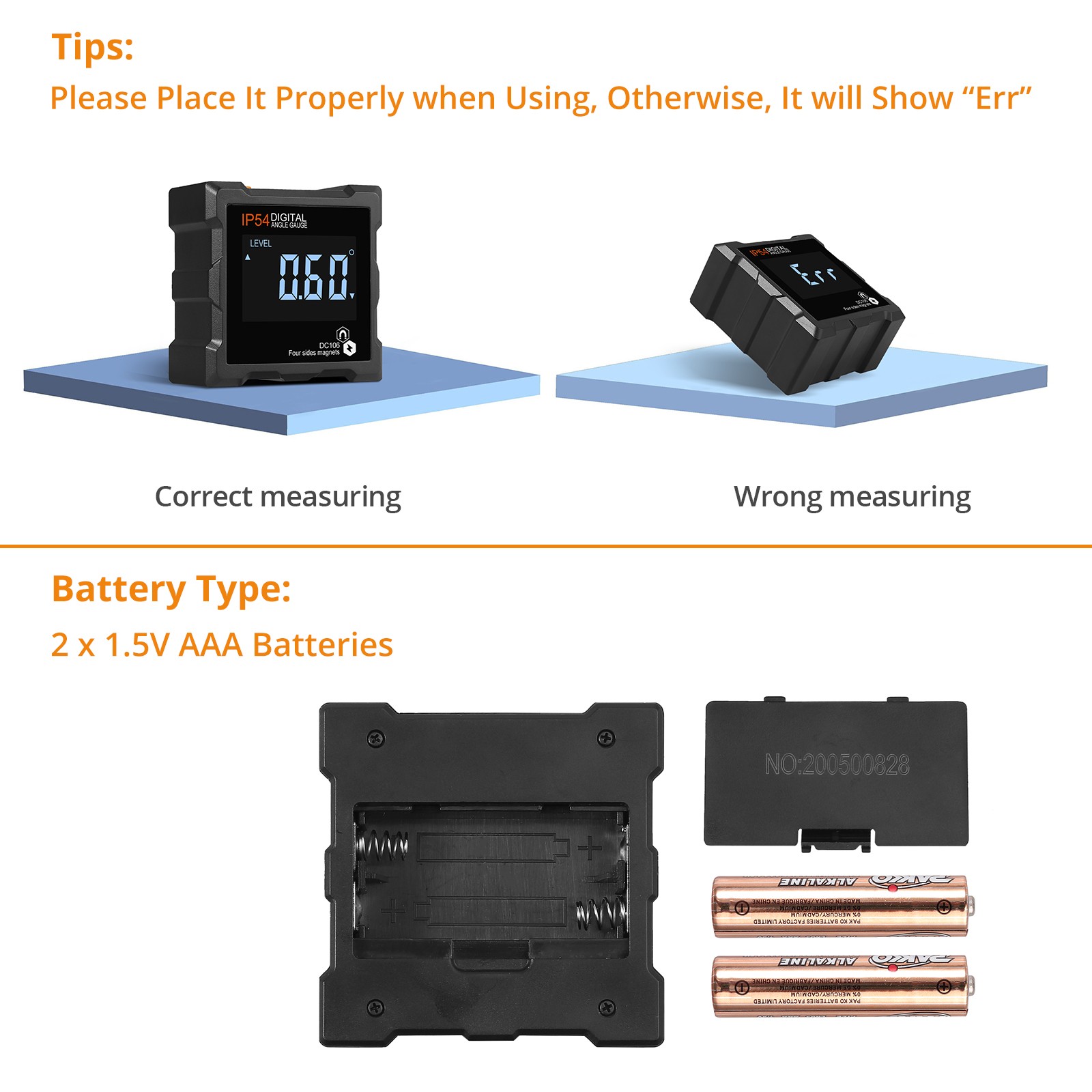 Magnetic Digital Protractor Gauge Level Box Angle Finder Inclinometer Meter LCD