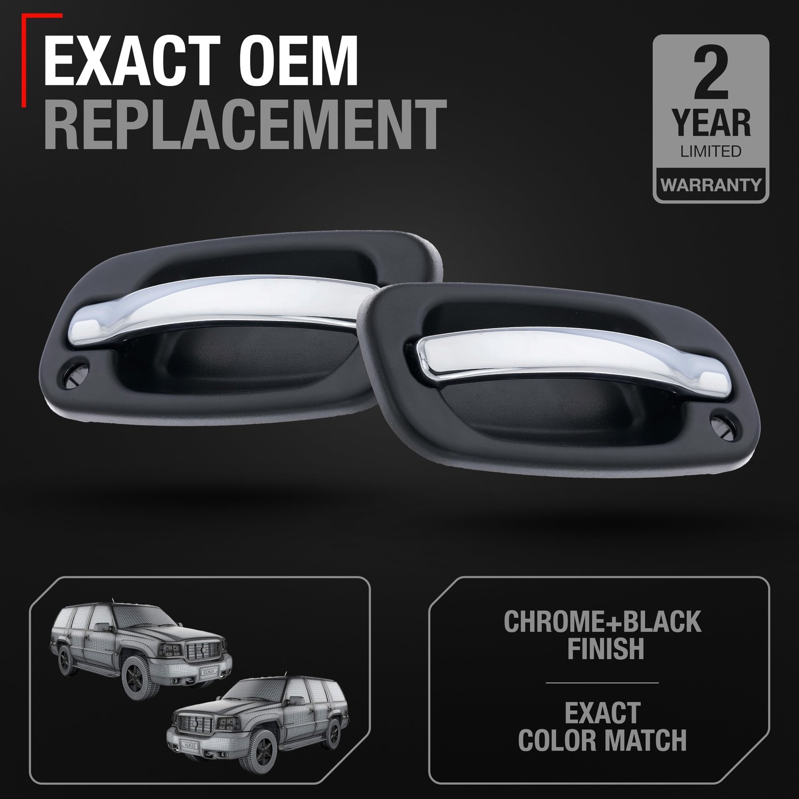 Exterior Door Handle, Left & Right for Chevrolet Avalanche Silverado; GMC Sierra