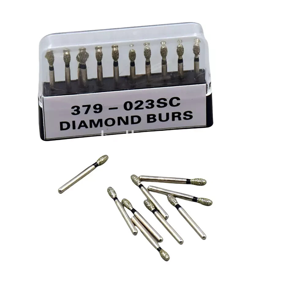 20Pcs Dental Diamond Bur FG Egg Football 379/023SC Super Coarse High Speed Black