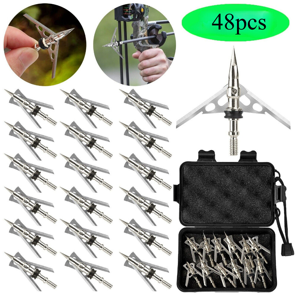 48Pcs Raging Hypodermic Trypan 2 Blade 100Grain 2" Cut Dia Expandable Broadheads