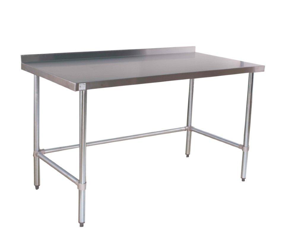 30" x 72" Open Base All Stainless Table with Back Splash