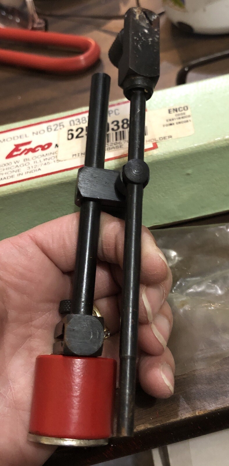 Enco Model No. 625 0385 Mini Magnetic Base Indicator Holder Vintage