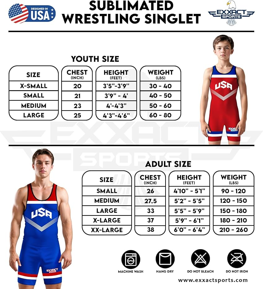 Exxact Sports Sublimated Wrestling Singlet Single Ply - Youth Wrestling Singlet