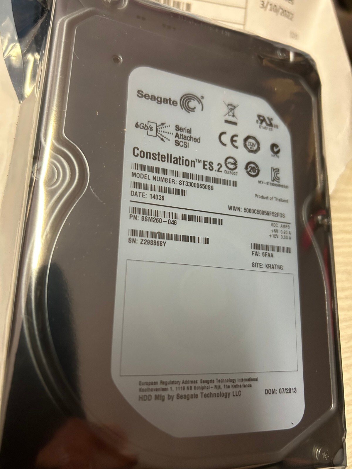 Seagate ST33000650SS 9SM260-046 Constellation ES.2 3TB SAS NetApp- read descrip