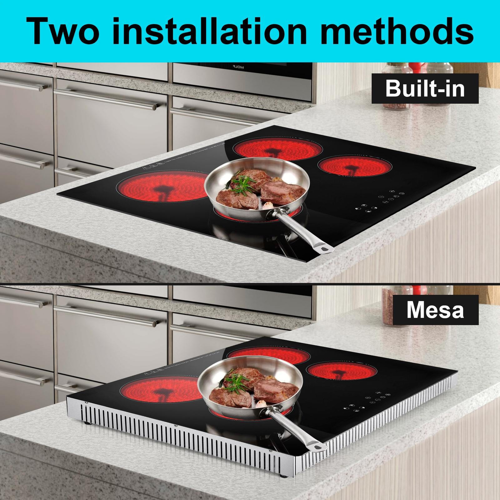 6800W Portable Induction Cooktop Countertop Four Cooker Burner Stove Hot Plate--