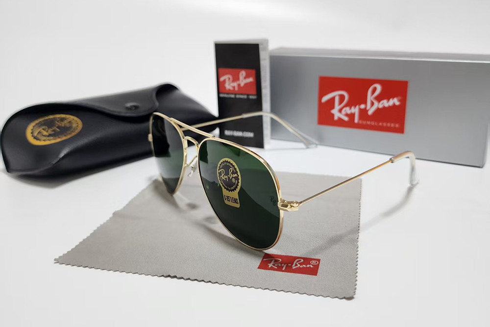 Ray-Ban RB3025 Aviator Sunglasses Gold Frame Glass Green Lens 58mm US Warehouse
