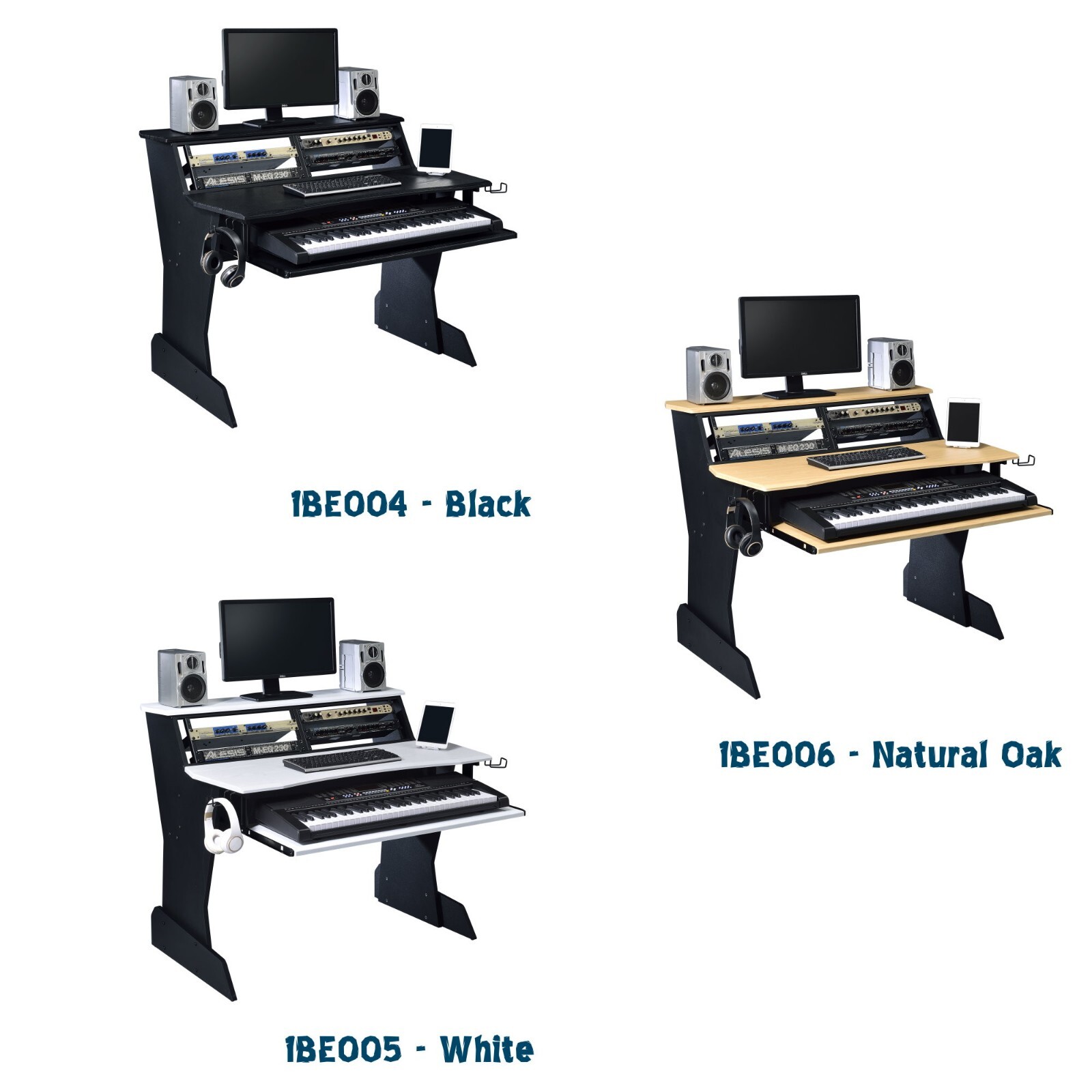 Musiea BE200 Series Music Studio Desk Workstation with 2 x 4U rack (Black)