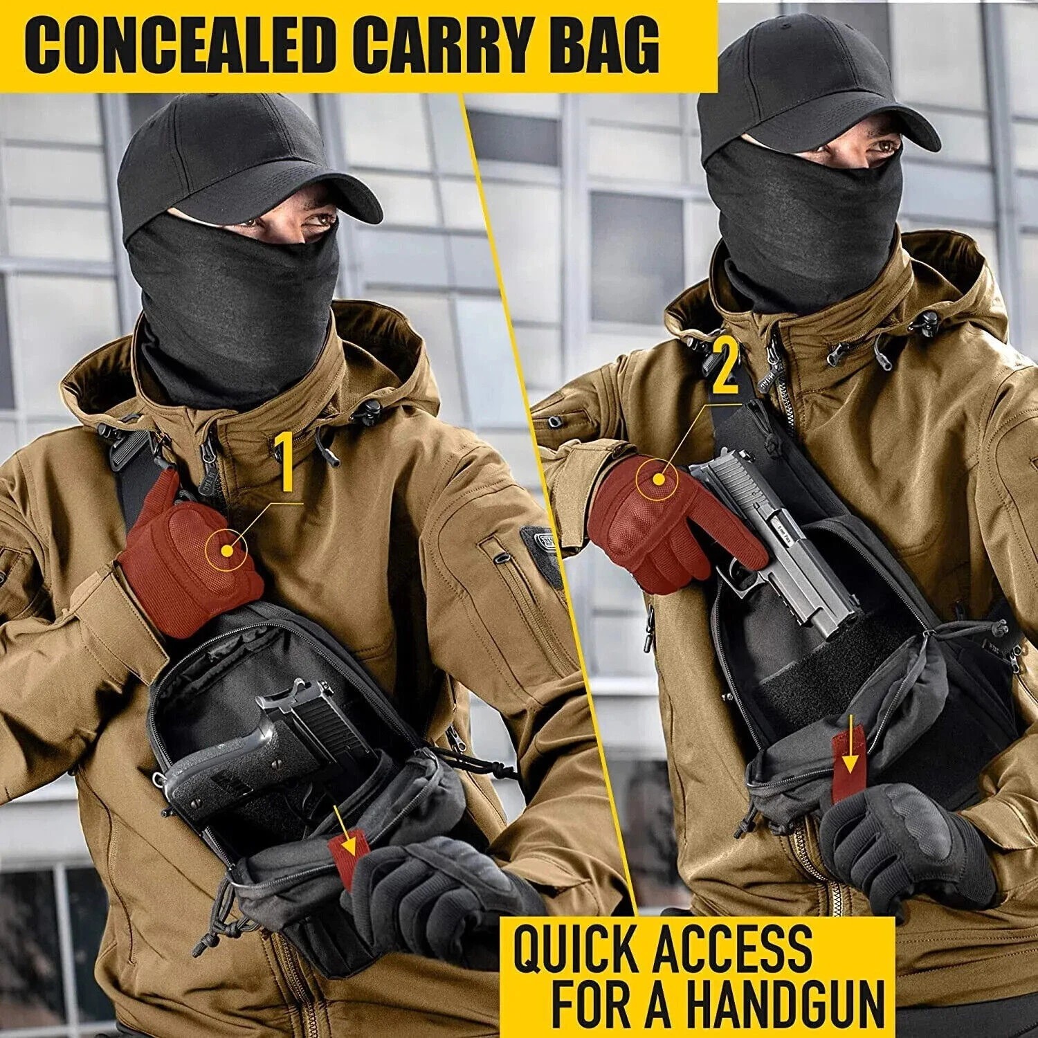 Tactical Gun Bag Pistol Holster Concealed Carry Chest Crossbody Pack Handgun Bag