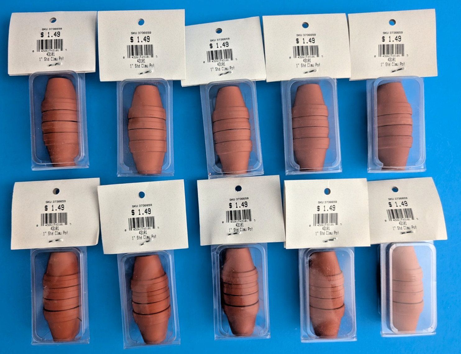 Lot of 40 Miniature Clay Terra Cotta Pots 1"; Vintage USA; NOS in Packs of 4